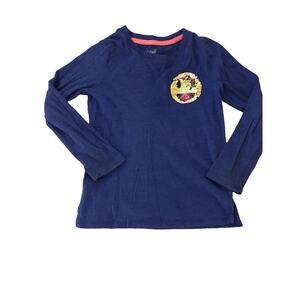 Cat & Jack Blue Happy Face Sequin Flip Shirt size 7/8